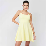 Women Solid A-line Sleeveless Skater Dress