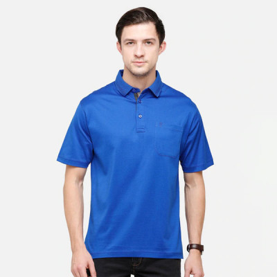"Men Blue Polo Collar Pockets T-shirt "